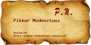 Pikker Modesztusz névjegykártya